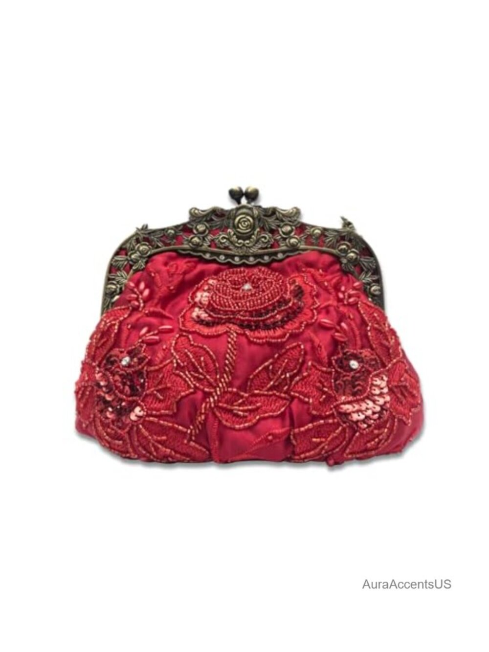 Vintage 1920s Beaded Evening Bag Sequin Rhinestone Clutch Purse